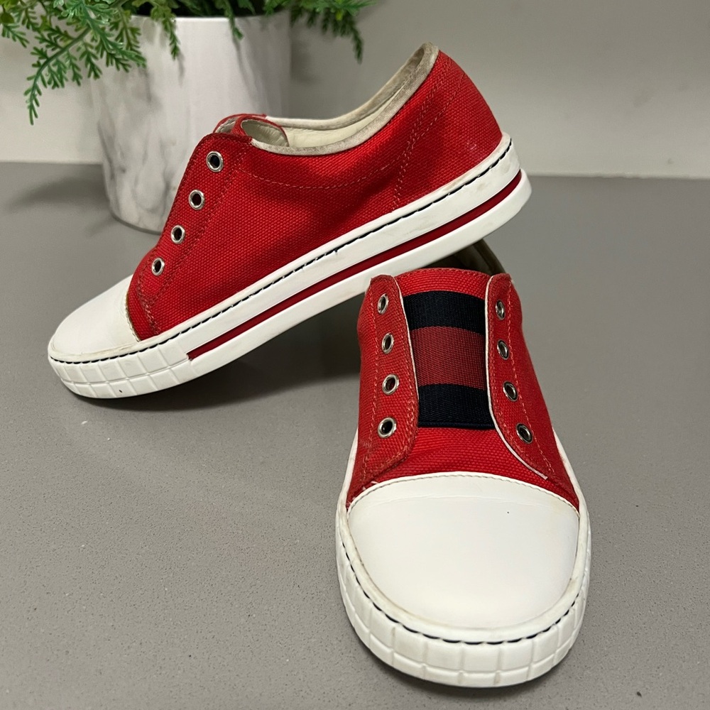 Gucci Kids Red and White Slip-On Sneakers